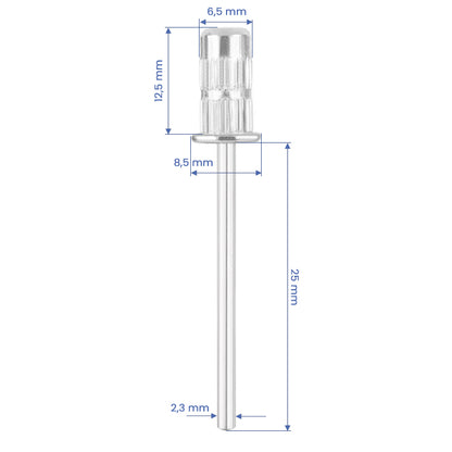 Small steel mandrel number 4, 6 mm, for abrasive caps with 2.32 mm shank