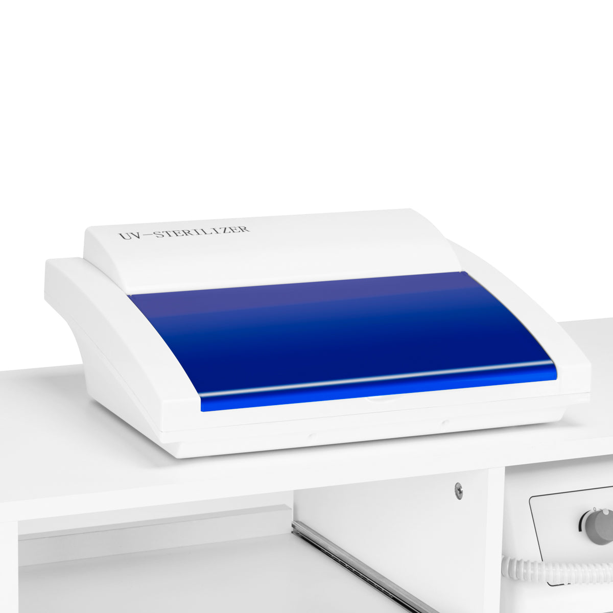 Y-200 podiatry unit on castors with Exo Podo Line drill, Elegante magnifying lamp and UV-C steriliser
