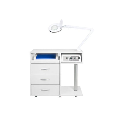 Y-300 podiatry unit on castors with Exo Podo Line drill, Elegante magnifying lamp and UV-C steriliser