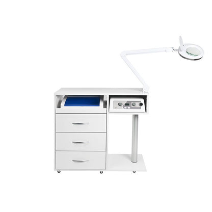 Y-300 podiatry unit on castors with Exo Podo Line drill, Elegante magnifying lamp and UV-C steriliser